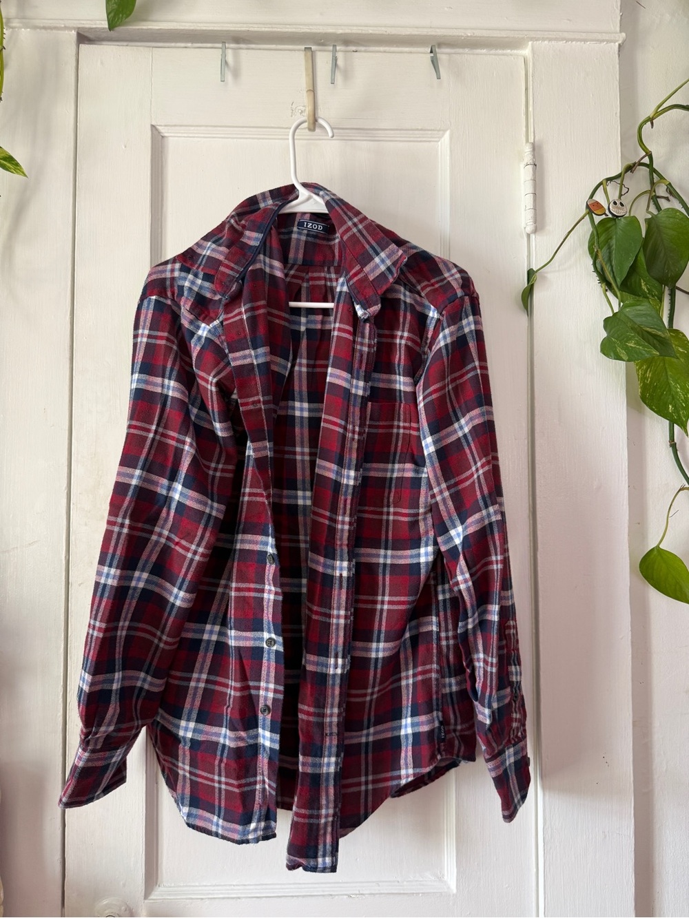 Izod Men's Red Plaid Flannel Shirt